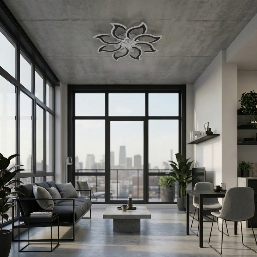 Brilagi - Stropný ventilátor s stmievateľnou LED, 44 W, 230 V, priemer 90 cm, čierny + diaľkové ovládanie