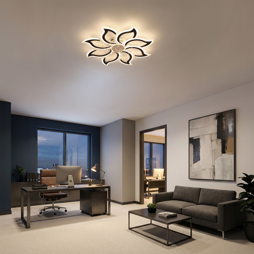 Brilagi - Stropný ventilátor s stmievateľnou LED, 44 W, 230 V, priemer 90 cm, čierny + diaľkové ovládanie