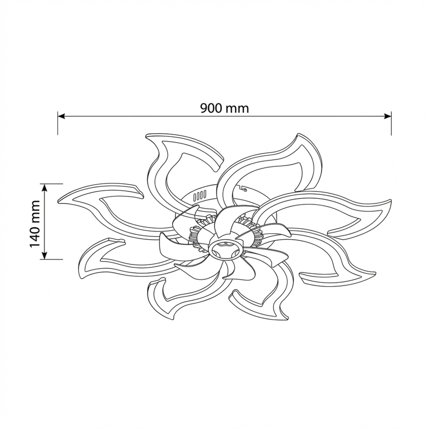 Brilagi - Stropný ventilátor s stmievateľnou LED, 44 W, 230 V, priemer 90 cm, čierny + diaľkové ovládanie