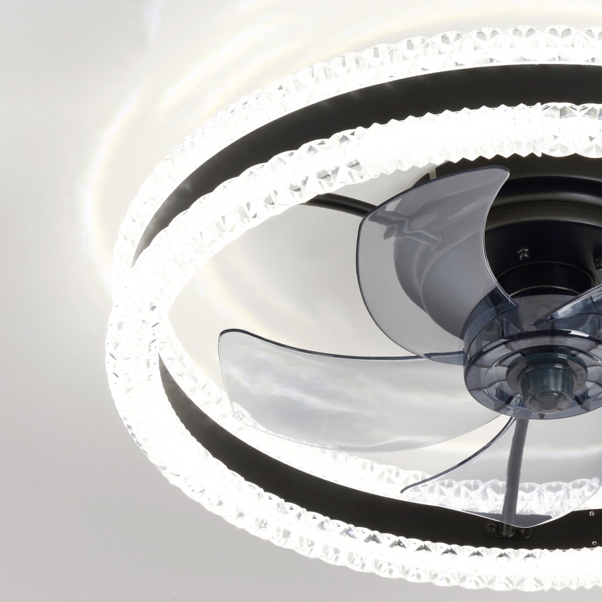 Brilagi - LED stmievateľný stropný ventilátor LED/62W/230V 3000-6500K pr. 50 cm čierna + diaľkové ovládanie