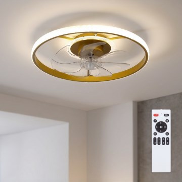 Brilagi - LED stmievateľný stropný ventilátor LED/66W/230V 3000-6500K pr. 55 cm biela/zlatá + diaľkové ovládanie