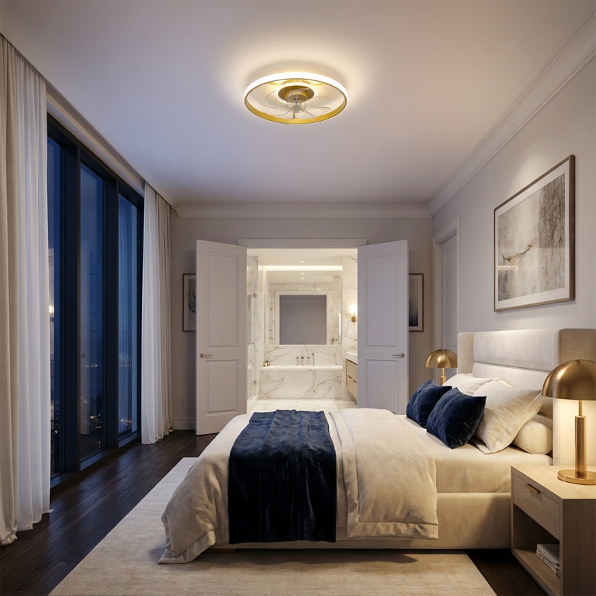Brilagi - LED stmievateľný stropný ventilátor LED/66W/230V 3000-6500K pr. 55 cm biela/zlatá + diaľkové ovládanie