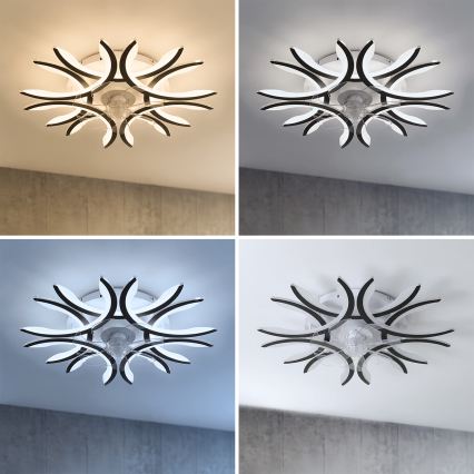 Brilagi - stmievateľný LED stropný ventilátor 70W/230V, 3000-6500K, priemer 76 cm, čierny, s diaľkovým ovládaním