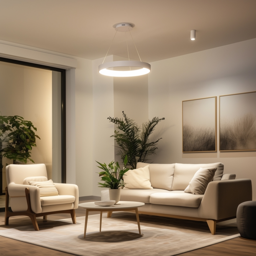 Brilagi - LED stmievateľný luster na lanku FALCON II LED/99W/230V 3000–6500K priemer 60 cm biela + diaľkové ovládanie