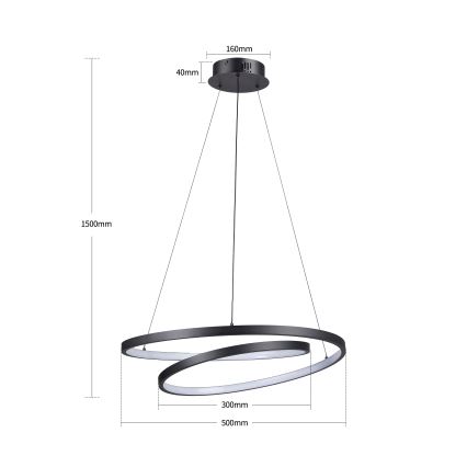 Brilagi - LED stmievateľný závesný luster na lanku TWISTER LED/48W/230V 3000-6000K Ø 50 cm čierny + diaľkové ovládanie