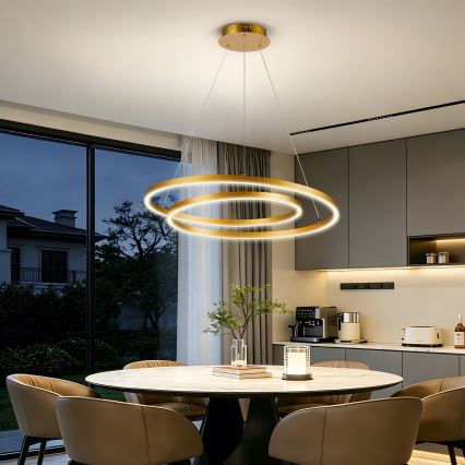 BRILAGI - LED Stmievateľný luster na lanku TWISTER LED/75W/230V 3000-6000K pr. 70 cm zlatá + diaľkové ovládanie