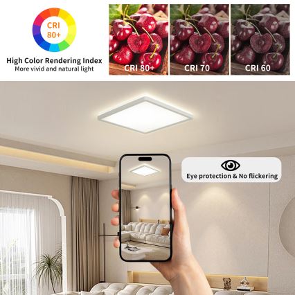 Brilagi - stmievateľné LED stropné svietidlo ULTRA SLIM LED/18W/230V 2700-6500K 30x30 cm biela + diaľkové ovládanie