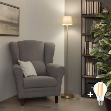BRILAGI - LED stojacia lampa CERIA 1xE27/20W/230V pr. 20,5 cm sivá/zlatá