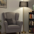 Brilagi - LED stojacia lampa CERIA 1xE27/20W/230V pr. 45 cm čierna/zlatá