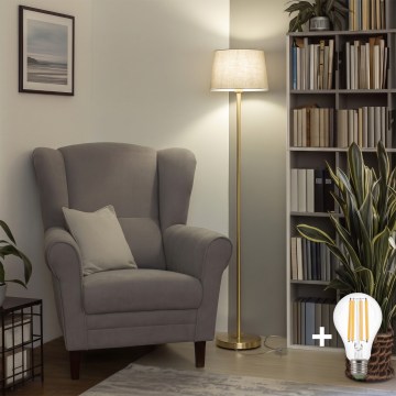 BRILAGI - LED stojacia lampa CERIA 1xE27/20W/230V priemer 30 cm sivá/zlatá