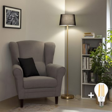 BRILAGI - LED stojacia lampa CERIA 1xE27/20W/230V Ø 30 cm čierna/zlatá