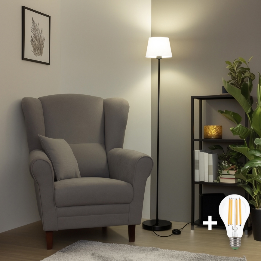 Brilagi - LED stojacia lampa CERIA 1xE27/40W/230V pr. 20,5 cm biela/čierna