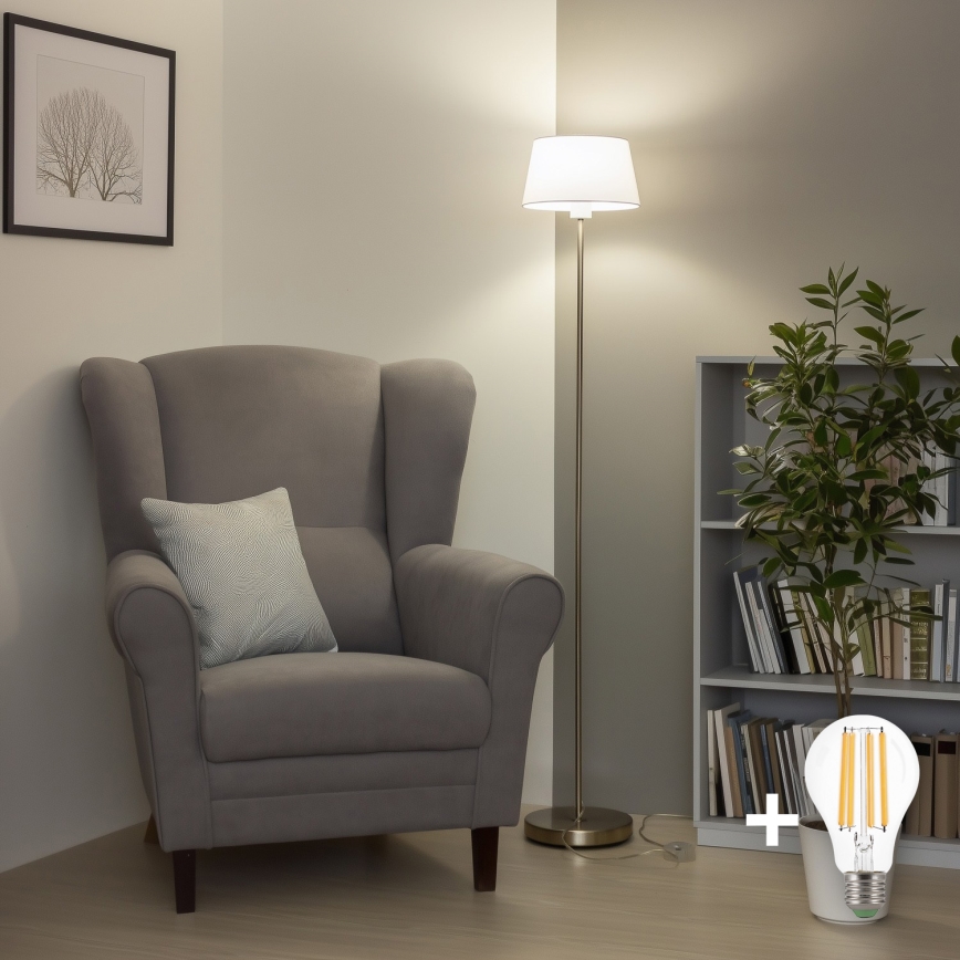 Brilagi - LED stojacia lampa CERIA 1xE27/40W/230V pr. 25 cm biela/matný chróm