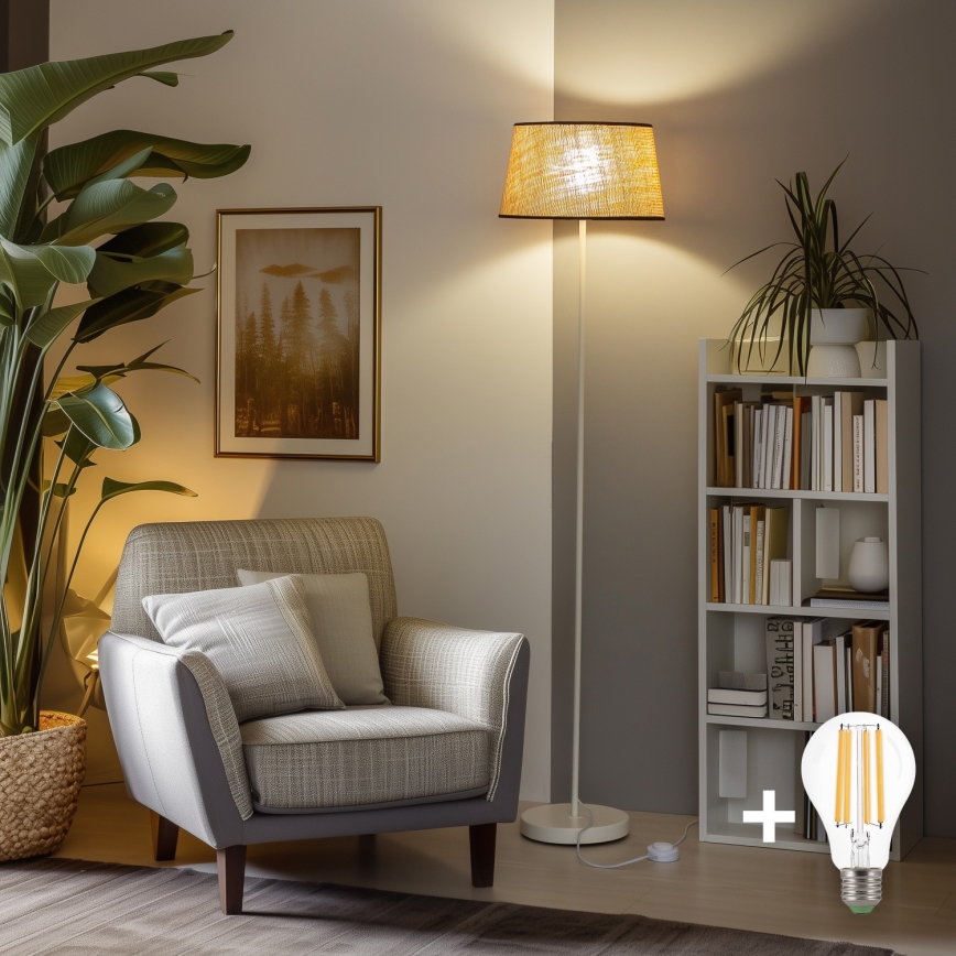 Brilagi - LED stojacia lampa CERIA 1xE27/40W/230V pr. 35 cm béžová/biela