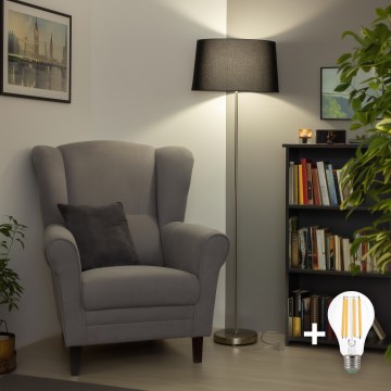 Brilagi - LED stojacia lampa CERIA 1xE27/40W/230V pr. 45 cm čierna/matný chróm