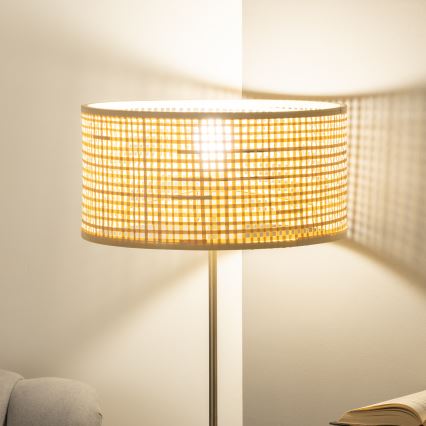 Brilagi - LED stojacia lampa CERIA 1xE27/40W/230V priemer 25 cm bambus/matný chróm