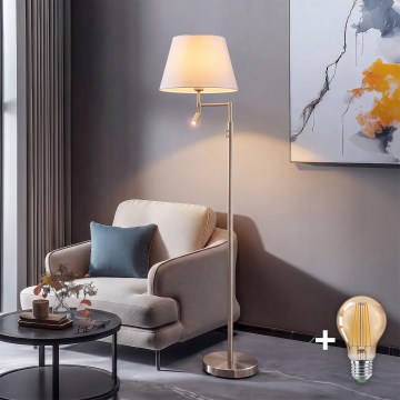 BRILAGI - LED stojacia lampa CERIA 1xE27/60W/230V + LED/2,1W pr. 30 cm matný chróm/biela