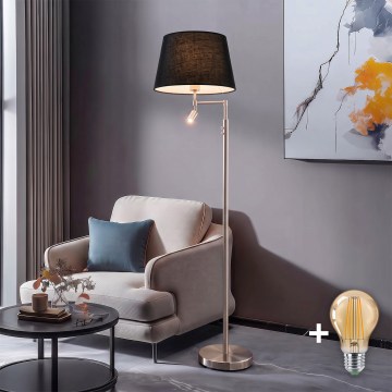 BRILAGI - LED Stojacia lampa CERIA 1xE27/60W/230V + LED/2,1W priemer 45 cm matný chróm/čierna