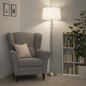 Brilagi - LED stojacia lampa CERIA 1xE27/60W/230V pr. 45 cm lesklý chróm/biela