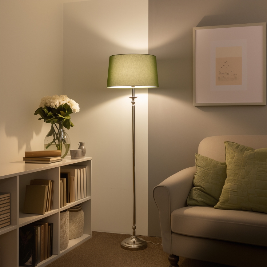 Brilagi - LED stojacia lampa CERIA 1xE27/60W/230V pr. 45 cm lesklý chróm/zelená