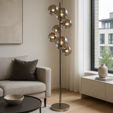 Brilagi - LED Stojacia lampa MILLA 7xG9/3W/230V čierny chróm/dymové sklo