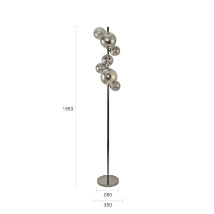 Brilagi - LED Stojacia lampa MILLA 7xG9/3W/230V čierny chróm/dymové sklo