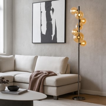 Brilagi - LED Stojacia lampa MILLA 7xG9/3W/230V čierny chróm/zlatá