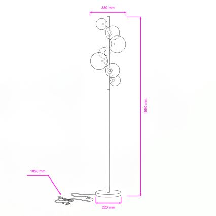 BRILAGI - LED Stojacia lampa MILLA 7xG9/3W/230V zlatá