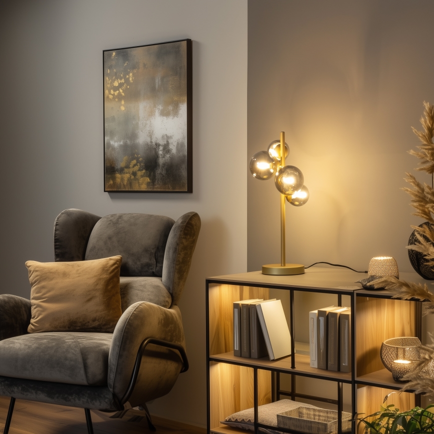 Brilagi - LED Stolná lampa MILLA 4xG9/3W/230V zlatá/dymová