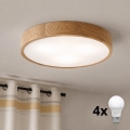 Brilagi - LED stropné svietidlo CARVALHO 4xE27/240W/230V, dub, priemer 57,5 cm