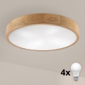 Brilagi - LED Stropné svietidlo CARVALHO 4xE27/60W/230V dub ø 57,5 cm