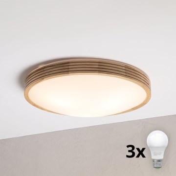 Brilagi - LED stropné svietidlo CARVALHO MODERN SLIM 3xE27/60W/230V priemer 47,5 cm dub