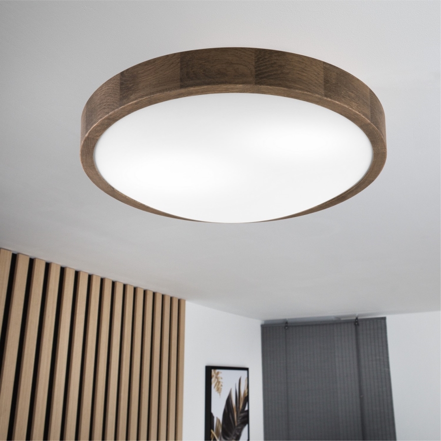 Brilagi - LED stropné svietidlo CARVALHO SLIM 2xE27/15W/230V, dub/orech, priemer 37 cm