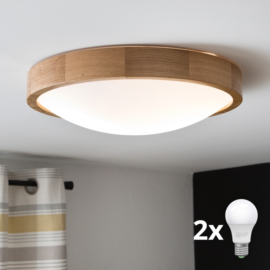 Brilagi - LED Stropné svietidlo CARVALHO SLIM 2xE27/60W/230V dub pr. 37 cm