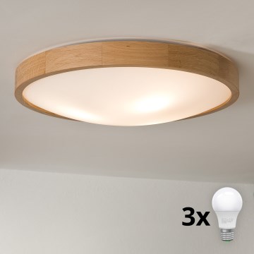 Brilagi - LED stropné svietidlo CARVALHO SLIM 3xE27/15W/230V, dub, priemer 47 cm