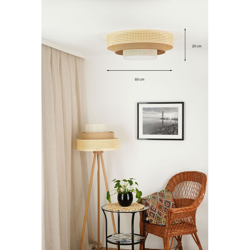 Brilagi - LED Stropné svietidlo CEDAR LUNETA LED/26W/230V ratan/hnedá/krémová