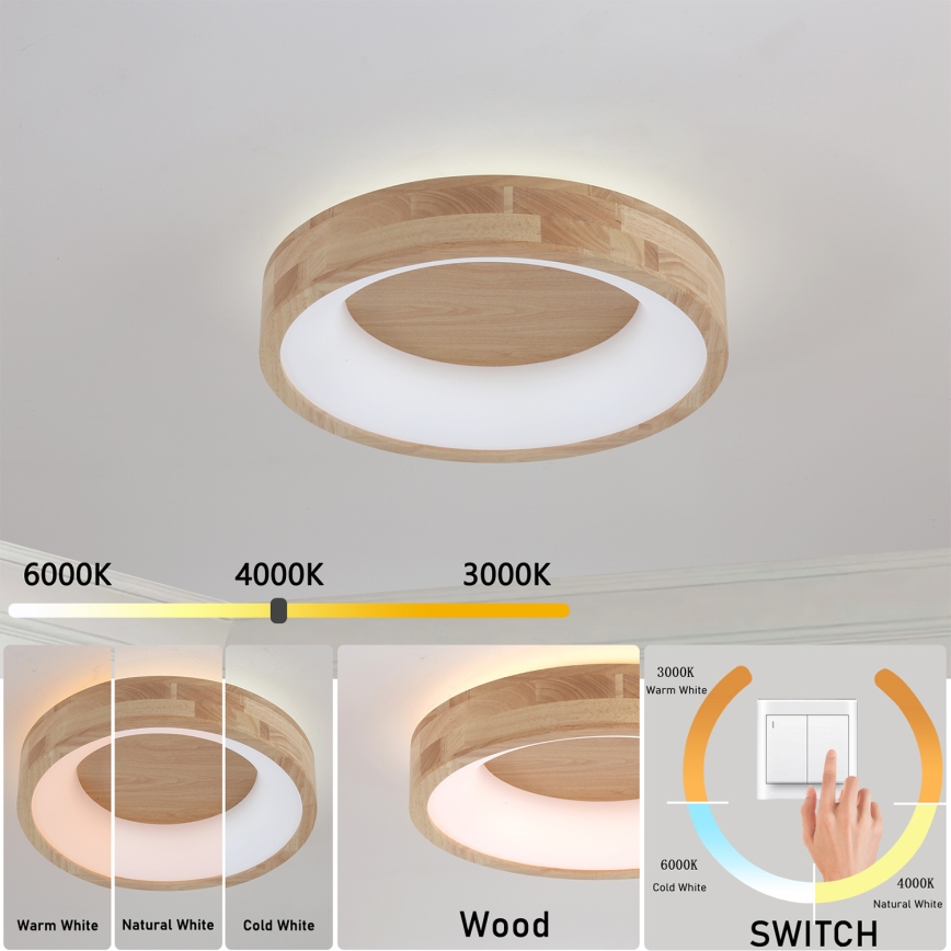 Brilagi - LED stropné svietidlo FALCON WOOD LED/30W/230V 3000/4000/6000K priemer 45 cm drevené