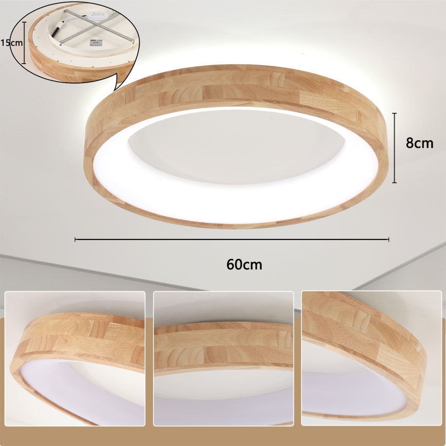 Brilagi - LED stropné svietidlo FALCON WOOD LED/40W/230V 3000/4000/6000K pr. 60 cm drevené