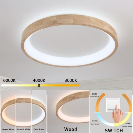 Brilagi - LED stropné svietidlo FALCON WOOD LED/60W/230V 3000/4000/6000K priemer 80 cm, drevené