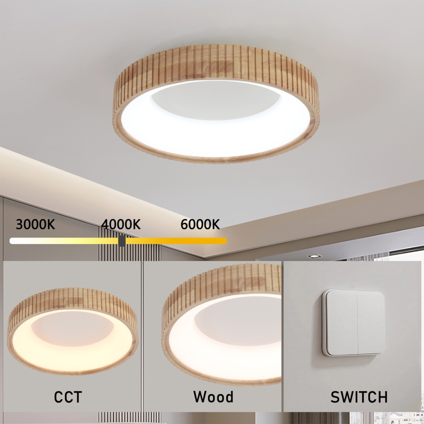 Brilagi - LED stropné svietidlo FALCON WOOD MODERN LED/30W/230V 3000/4000/6000K pr. 45 cm drevo