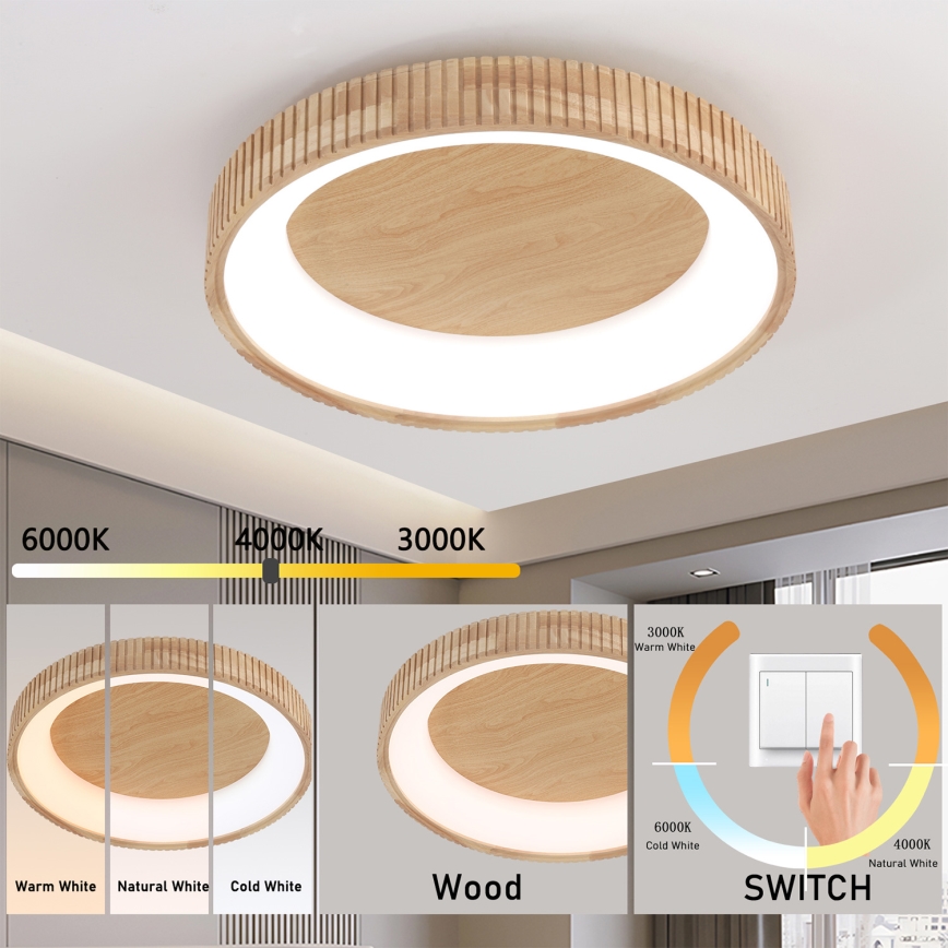 Brilagi - LED drevené stropné svietidlo FALCON WOOD MODERN LED/40W/230V 3000/4000/6000K priemer 60 cm