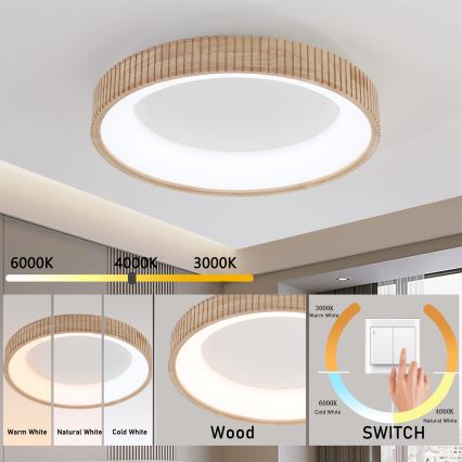 Brilagi - LED stropné svietidlo FALCON WOOD MODERN LED/40W/230V 3000/4000/6000K pr. 60 cm drevo