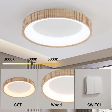 Brilagi - LED stropné svietidlo FALCON WOOD MODERN LED/40W/230V 3000/4000/6000K pr. 60 cm drevo