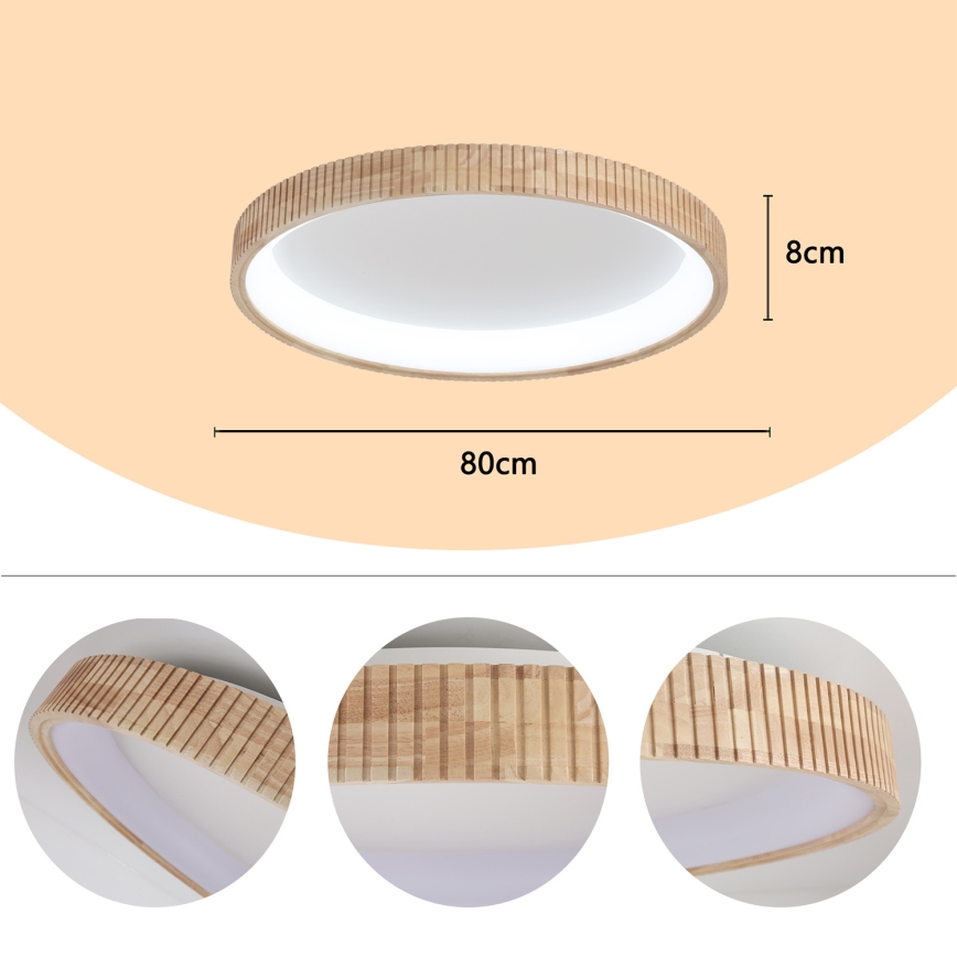 Brilagi - LED stropné svietidlo FALCON WOOD MODERN LED/60W/230V 3000/4000/6000K, priemer 80 cm, drevený dizajn