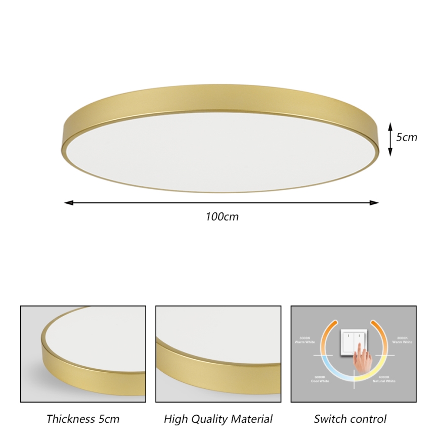 Brilagi - LED stropné svietidlo POOL LED/128W/230V 3000/4000/6000K pr. 100 cm zlaté