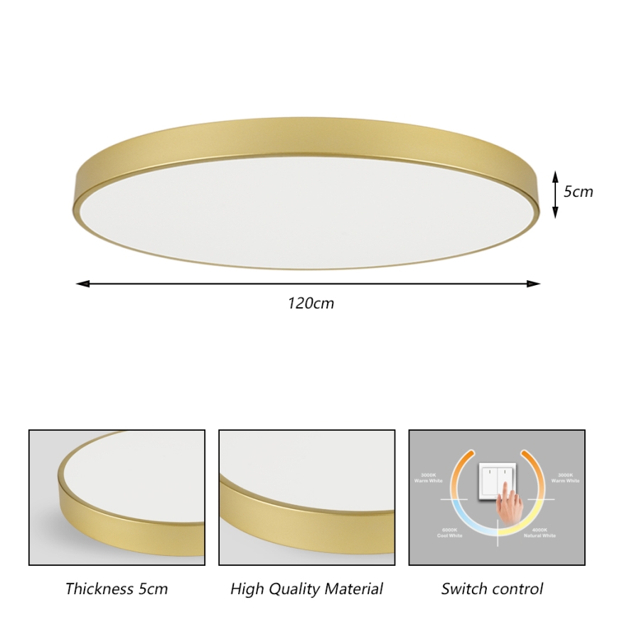 Brilagi - LED stropné svietidlo POOL LED/180W/230V 3000/4500/6000K priemer 120 cm zlaté