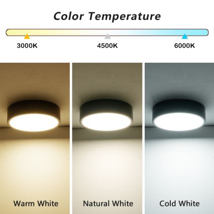 Brilagi - LED stropné svietidlo POOL LED/18W/230V 3000/4000/6000K pr. 20 cm čierna