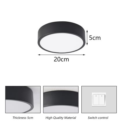 Brilagi - LED stropné svietidlo POOL LED/18W/230V 3000/4000/6000K pr. 20 cm čierna