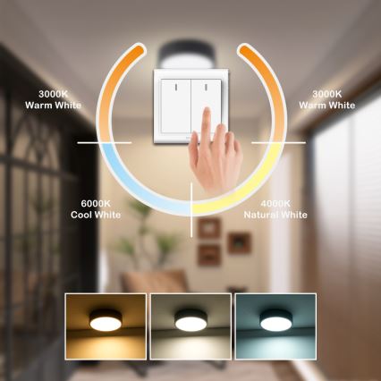 Brilagi - LED stropné svietidlo POOL LED/18W/230V 3000/4500/6000K pr. 20 cm čierne