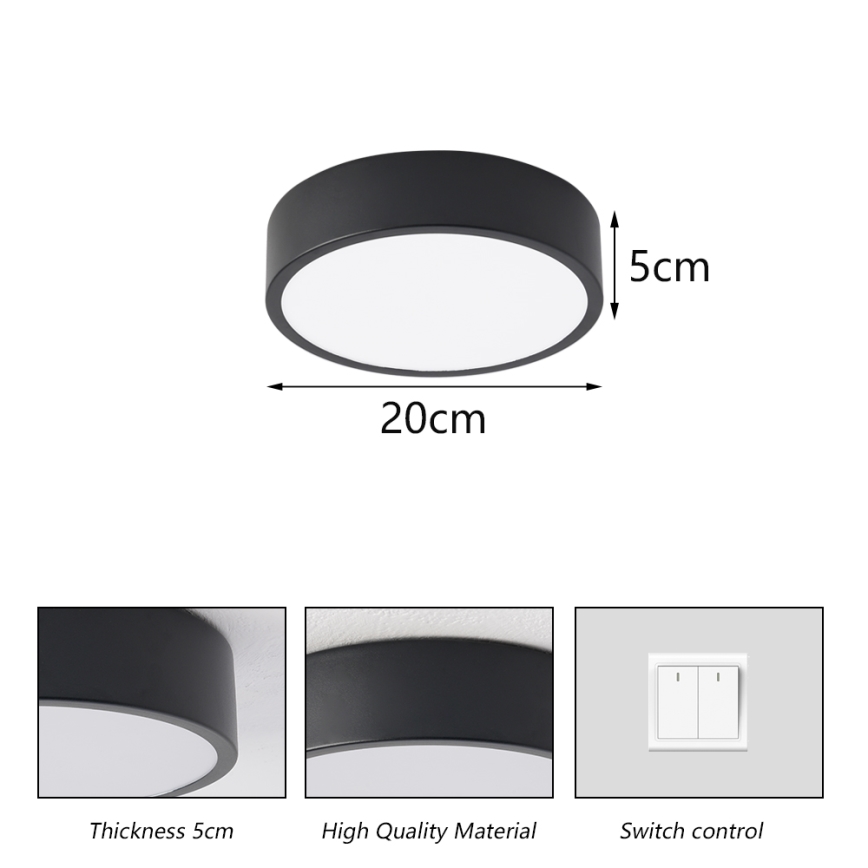 Brilagi - LED stropné svietidlo POOL LED/18W/230V 3000/4500/6000K priemer 20 cm čierna